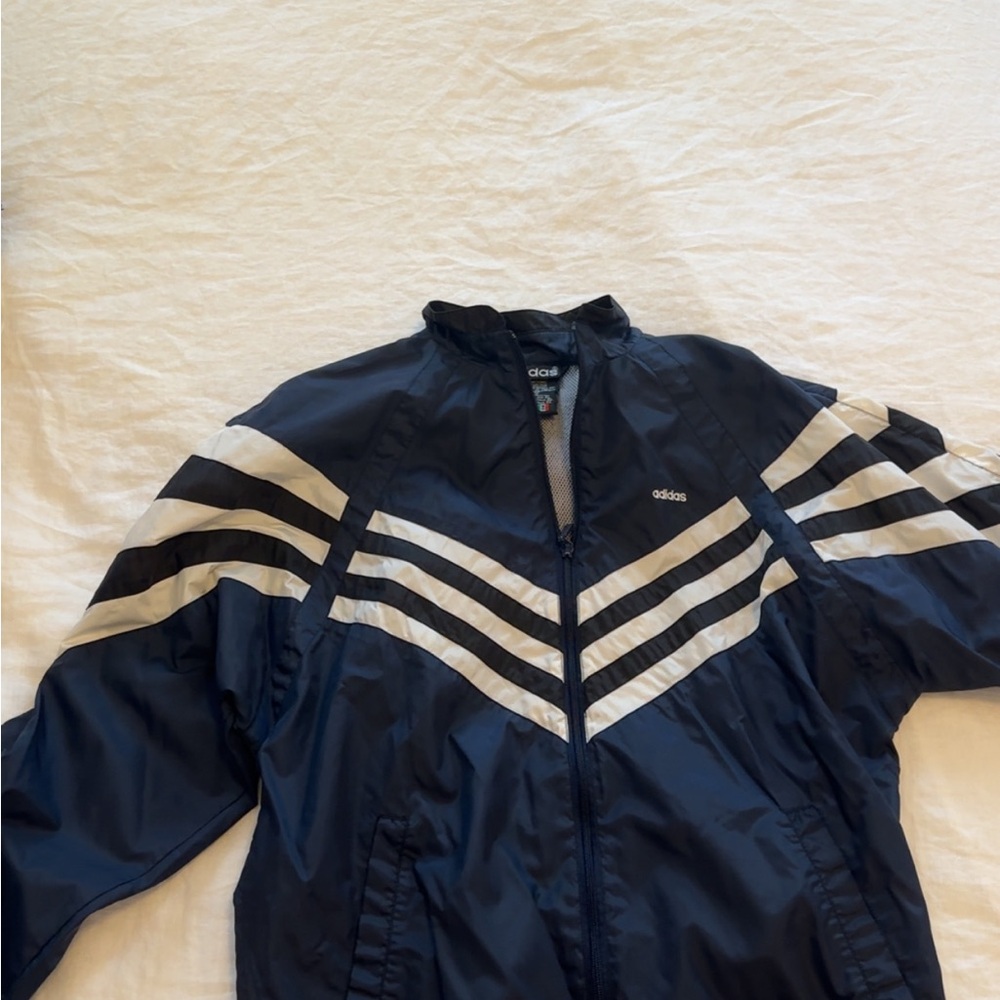 Adidas Men's Navy and White Jacket